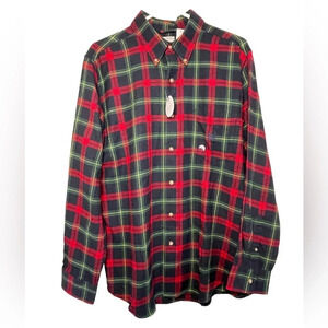 Chaps Brushed Flannel Shirt Performance Lightweight Mens Size Medium Green Plaid